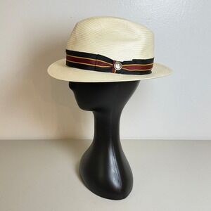 NWOT Goorin Bros Mens Large Shantung Straw Fedora Hat Cream Summer Boat Vacation